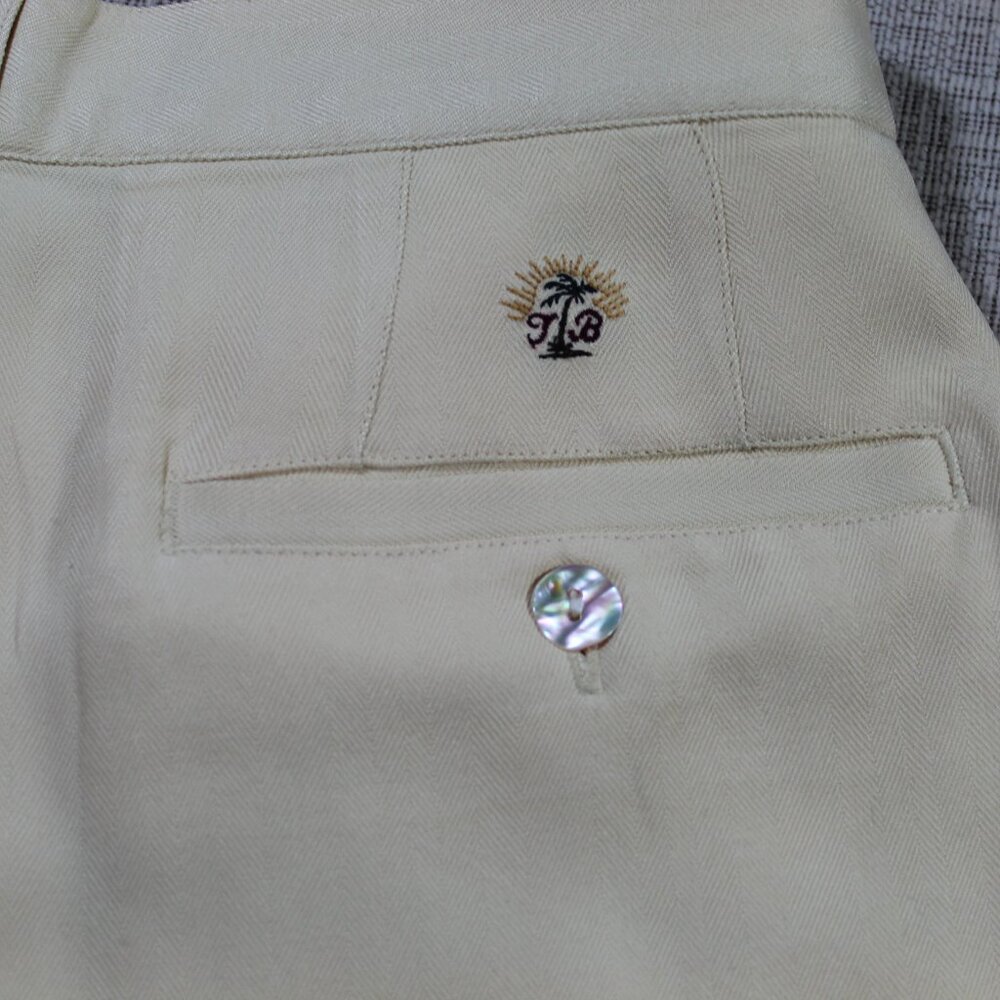 Vintage Tommy Bahamas Yellow Silk Dress Shorts - Picture 7 of 8
